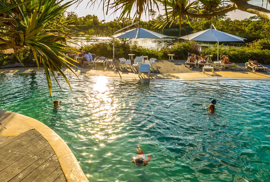 One of the four pools at Kingfisher Bay Resort K'gari