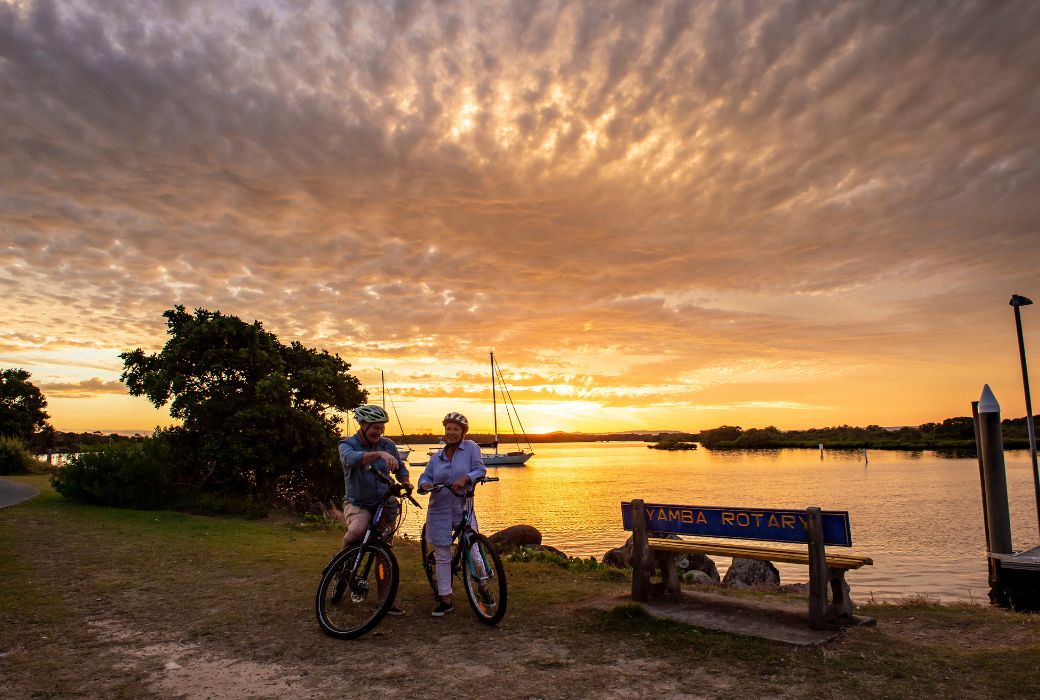 cycling at sunset