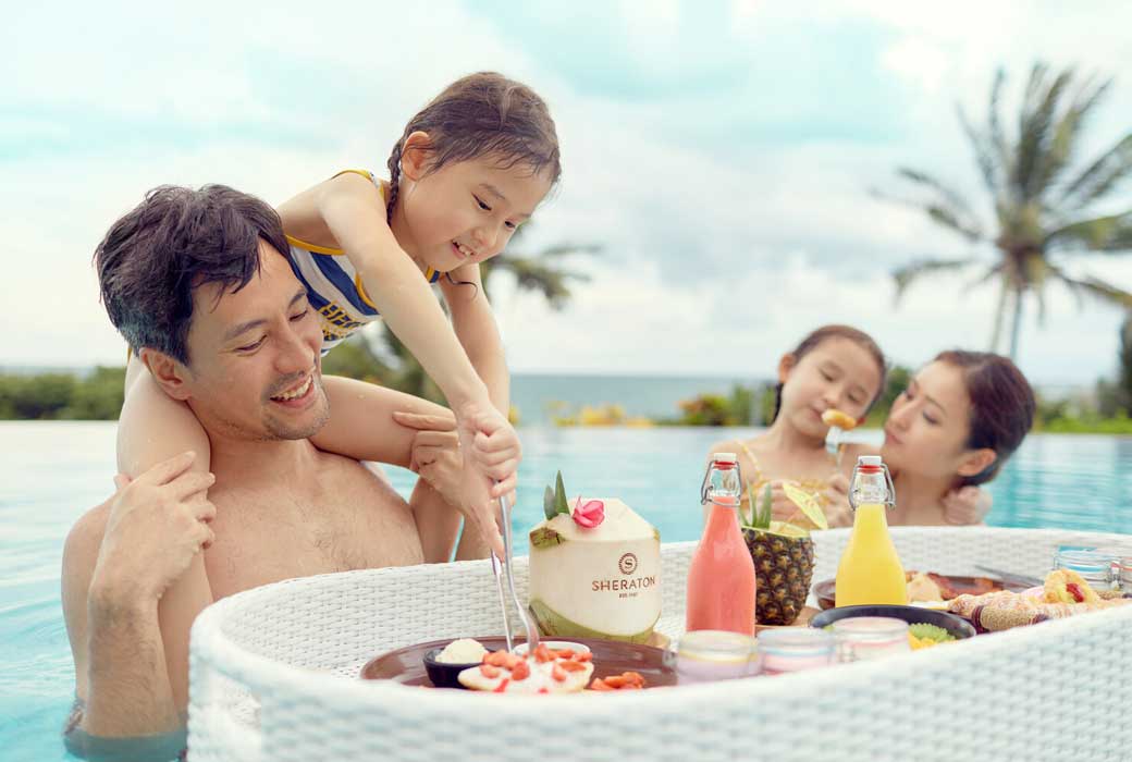 Floating breakfast at Sheraton Bali Kuta Resort