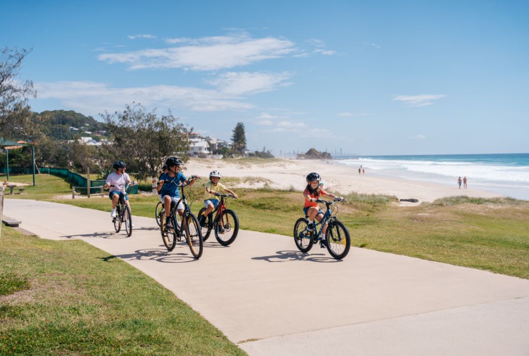Cycling on Tugun Beach Queensland
