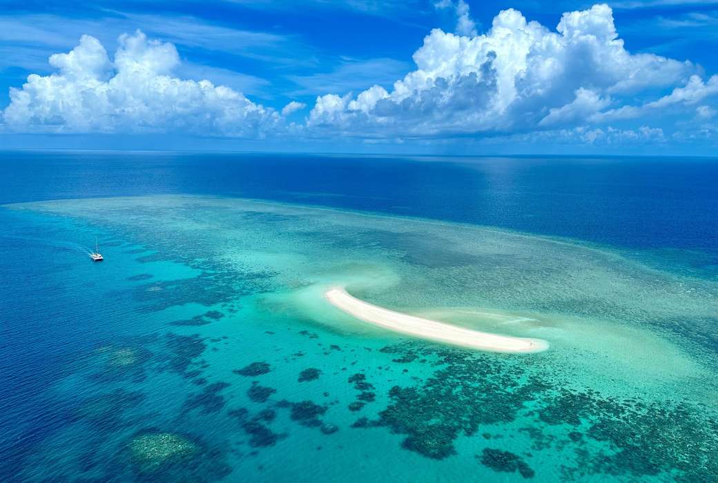 An aerial view of the Great Barrier Reef