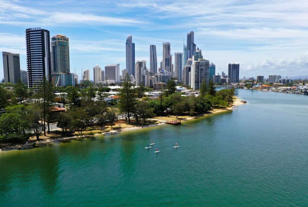 People SUPing in Surfers Paradise