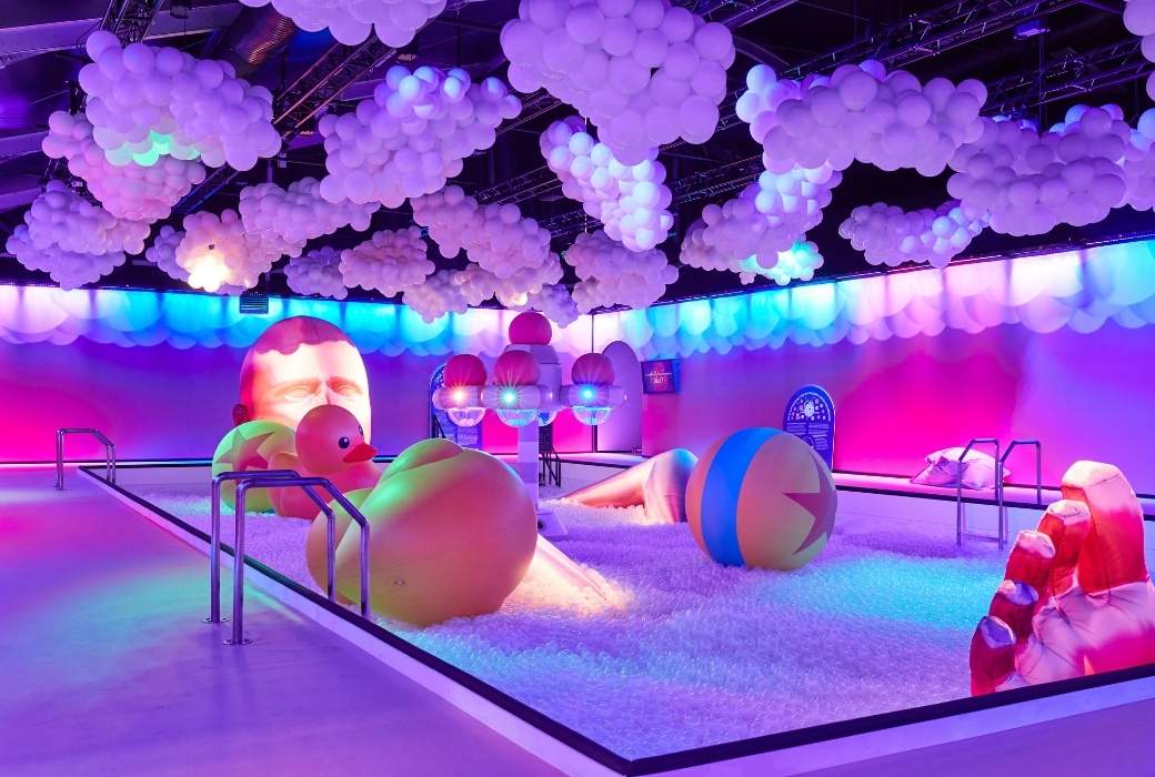 a room filled with a ballpit