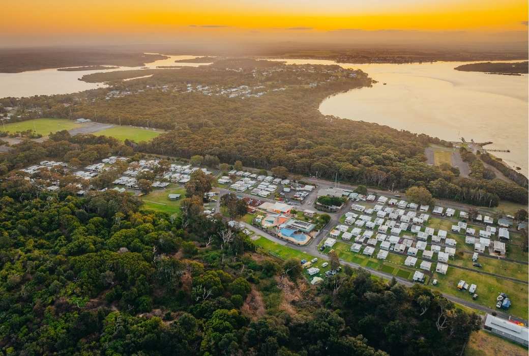 aerial view Holiday Haven dog-friendly Holiday Parks in NSW